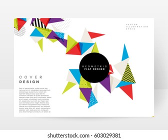 Memphis Geometric background Template for covers, flyers, banners, posters and placards, may be used for presentations and books, EPS10 vector illustration