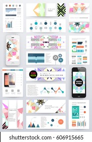 Memphis Geometric background Template for covers, flyers, banners, posters and placards, may be used for presentations and books, EPS10 vector illustration