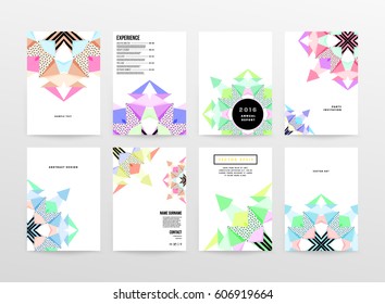 Memphis Geometric background Template for covers, flyers, banners, posters and placards, may be used for presentations and books, EPS10 vector illustration