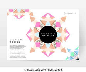 Memphis Geometric background Template for covers, flyers, banners, posters and placards, may be used for presentations and books, EPS10 vector illustration