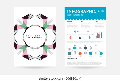 Memphis Geometric background Template for covers, flyers, banners, posters and placards, may be used for presentations and books, EPS10 vector illustration