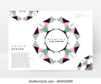 Memphis Geometric background Template for covers, flyers, banners, posters and placards, may be used for presentations and books, EPS10 vector illustration
