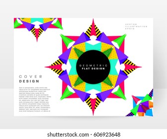 Memphis Geometric background Template for covers, flyers, banners, posters and placards, may be used for presentations and books, EPS10 vector illustration