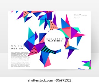 Memphis Geometric background Template for covers, flyers, banners, posters and placards, may be used for presentations and books, EPS10 vector illustration