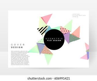 Memphis Geometric background Template for covers, flyers, banners, posters and placards, may be used for presentations and books, EPS10 vector illustration