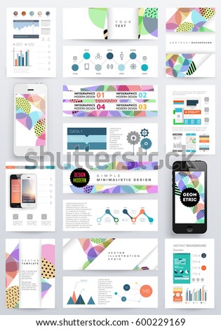 Memphis Geometric background Template for covers, flyers, banners, posters and placards, may be used for presentations and books, EPS10 vector illustration