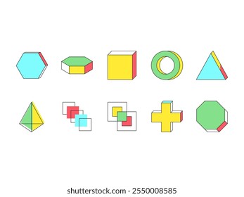 Conjunto de Elementos de Design Geométrico Memphis 