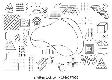 Memphis geometric elements for design. Vector illustration for web, sale, posters, advertising, template, promotion.