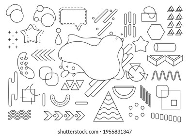 Memphis geometric elements for design. Vector illustration for web, sale, posters, advertising, template, promotion.
