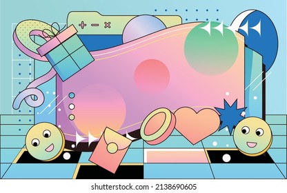 Fondo de las líneas geométricas Memphis, comercio electrónico, ilustración vectorial