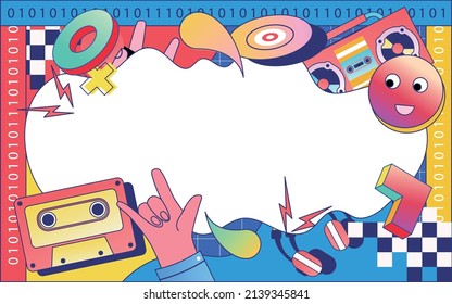 Memphis geometric lines background, e-commerce, vector illustration. Chinese translation: Year-end ceremony