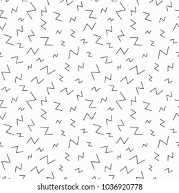 Memphis geometric seamless pattern. 80-90s terndy style. Abstract black and white mosaic texture of different shapes. Design element for invintation, web, banner, retro design. Vector Illustration.
