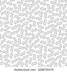Memphis geometric seamless pattern. 80-90s terndy style. Abstract black and white mosaic texture of different shapes. Design element for invintation, web, banner, retro design. Vector Illustration.