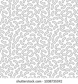 Memphis geometric seamless pattern. 80-90s terndy style. Abstract black and white mosaic texture of different shapes. Design element for invintation, web, banner, retro design. Vector Illustration.