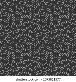 Memphis geometric seamless pattern. 80-90s terndy style. Abstract black and white mosaic texture of different shapes. Design element for invintation, web, banner, retro design. Vector illustration.
