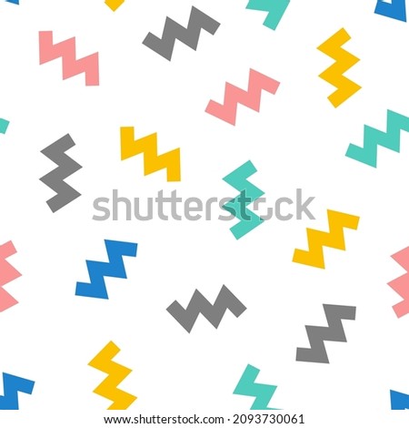 Memphis geometric seamless pattern. Abstract modern background with zigzag. Hipster cover for brochure. Fashion template in mamphis style. Vector pattern