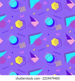 Memphis geometric seamless pattern backgrounds. Vector illustration design for fabrics, textile graphics, prints, web design.