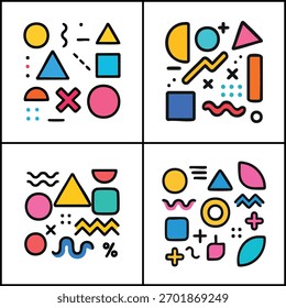 Mênfis Formas geométricas e linhas arranjo colorido