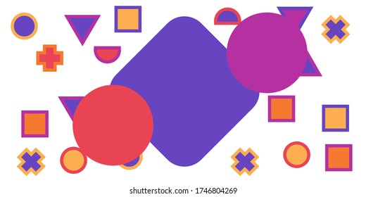 Memphis geometric shapes patterns. Memphis design elements. Retro funky graphic, 90s trends designs and vintage geometric print illustration element. Colorful memphis style backgrounds vector.