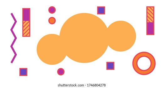 Memphis geometric shapes patterns. Memphis design elements. Retro funky graphic, 90s trends designs and vintage geometric print illustration element. Colorful memphis style backgrounds vector.