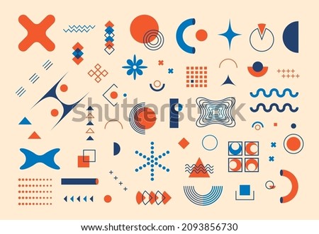 Memphis geometric shapes. Set of abstract graphic elements. Trendy hipster figures 90s style. Modern vector illustration