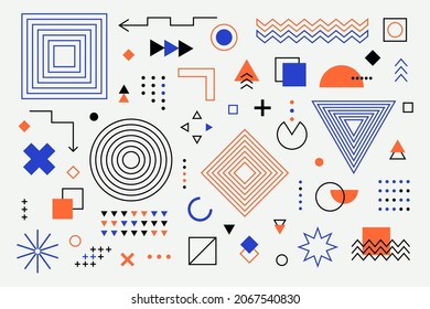 Memphis Geometric Shapes. Set Of Retro Abstract Elements, Modern Hipster Figures 80s 90s Style. Vector Illustration