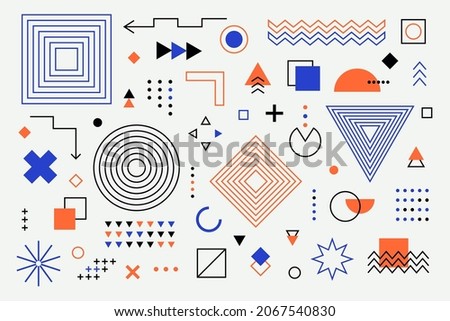 Memphis geometric shapes. Set of retro abstract elements, modern hipster figures 80s 90s style. Vector illustration Foto stock © 