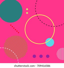 Memphis geometric style flat and line design elements background