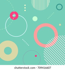 Memphis geometric style flat and line design elements background