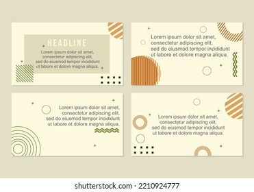 memphis geometric style presentation template.Abstract composition with lines square dot circle. Design for poster, presentation, card, cover, banner.