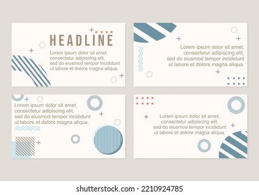 memphis geometric style presentation template.Abstract composition with lines square dot circle. Design for poster, presentation, card, cover, banner.