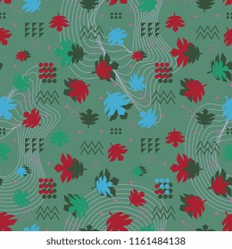 Memphis geometrical autumn pattern