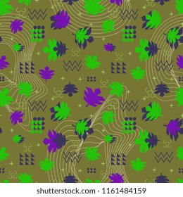 Memphis geometrical autumn pattern