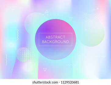Memphis gradient background with liquid shapes. Dynamic holographic fluid with bauhaus elements. Graphic template for placard, presentation, banner, brochure. Neon memphis gradient.