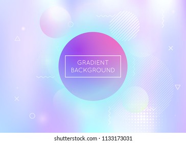 Memphis gradient background with liquid shapes. Dynamic holographic fluid with bauhaus elements. Graphic template for flyer, ui, magazine, poster, banner and app. Neon memphis gradient.