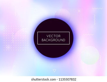 Memphis gradient background with liquid shapes. Dynamic holographic fluid with bauhaus elements. Graphic template for book, annual, mobile interface, web app. Trendy memphis gradient.