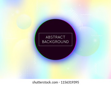 Memphis gradient background with liquid shapes. Dynamic holographic fluid with bauhaus elements. Graphic template for placard, presentation, banner, brochure. Trendy memphis gradient.