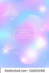 Memphis gradient background with liquid shapes. Dynamic holographic fluid with bauhaus elements. Graphic template for book, annual, mobile interface, web app. Stylish memphis gradient.