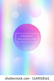 Memphis gradient background with liquid shapes. Dynamic holographic fluid with elements. Graphic template for brochure, banner, wallpaper, mobile screen. Plastic memphis gradient.