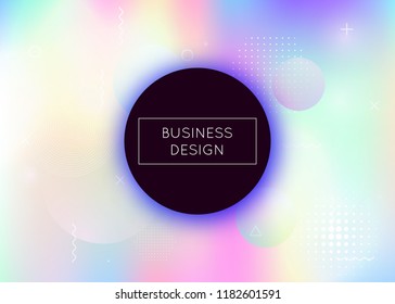 Memphis gradient background with liquid shapes. Dynamic holographic fluid with bauhaus elements. Graphic template for brochure, banner, wallpaper, mobile screen. Plastic memphis gradient.