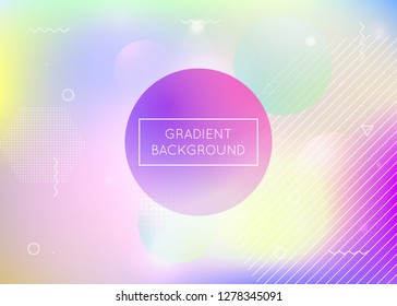 Memphis gradient background with liquid shapes. Dynamic holographic fluid with bauhaus elements. Graphic template for book, annual, mobile interface, web app. Retro memphis gradient.