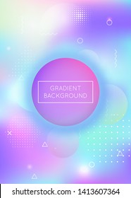 Memphis gradient background with liquid shapes. Dynamic holographic fluid with bauhaus elements. Graphic template for book, annual, mobile interface, web app. Multicolor memphis gradient.