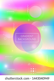 Memphis gradient background with liquid shapes. Dynamic holographic fluid with bauhaus elements. Graphic template for book, annual, mobile interface, web app. Retro memphis gradient.