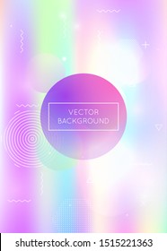 Memphis gradient background with liquid shapes. Dynamic holographic fluid with bauhaus elements. Graphic template for book, annual, mobile interface, web app. Multicolor memphis gradient.