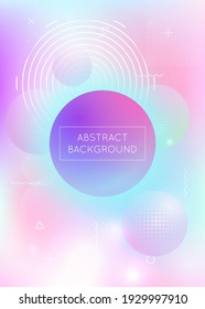 Memphis gradient background with liquid shapes. Dynamic holographic fluid with bauhaus elements. Graphic template for flyer, ui, magazine, poster, banner and app. Neon memphis gradient.