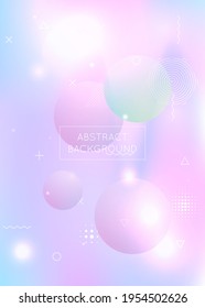 Memphis gradient background with liquid shapes. Dynamic holographic fluid with bauhaus elements. Graphic template for brochure, banner, wallpaper, mobile screen. Futuristic memphis gradient.