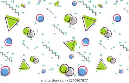 Fondo web de arte gráfico Memphis. Resumen de la celebración de la decoración geométrica.