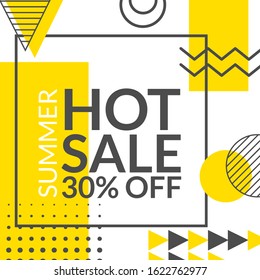 Memphis graphic retro funky graphic poster.Hot sale vintage trendy geometric shapes vector illustration abstract figure in pointillism memphis template for poster banner sale cover design