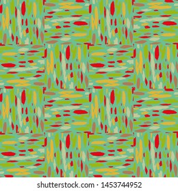 Memphis green organic seamless pattern.Abstract texture.Vector cute illustration.Torn shreds.Ragged holes.Chaotic spread.Random order.Desing invitation,postcard,textile.Scandinavian style.