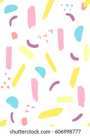 Memphis hand drawn background. Abstract Seamless pattern. Vector texture in retro 80s, 90s style.
